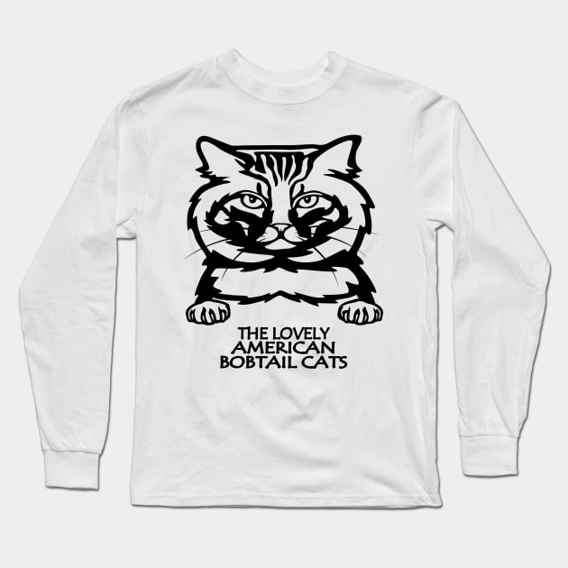 THE LOVELY AMERICAN BOBTAIL CATS Long Sleeve T-Shirt by RejiBoustArts